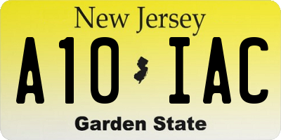 NJ license plate A10IAC