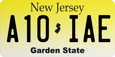 NJ license plate A10IAE