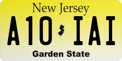 NJ license plate A10IAI