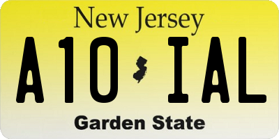 NJ license plate A10IAL