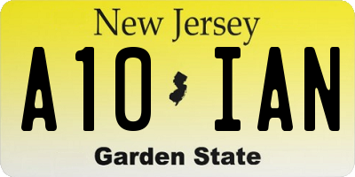 NJ license plate A10IAN