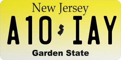 NJ license plate A10IAY