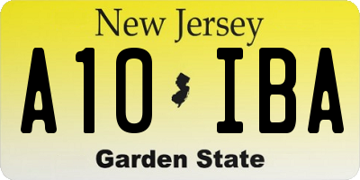 NJ license plate A10IBA