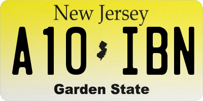 NJ license plate A10IBN