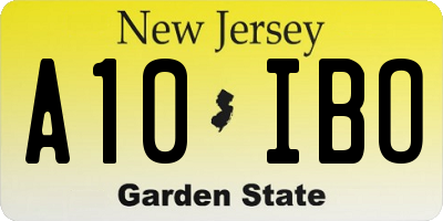 NJ license plate A10IBO