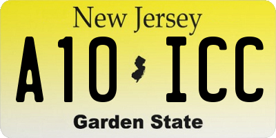 NJ license plate A10ICC