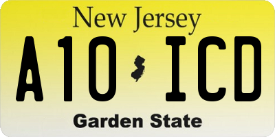 NJ license plate A10ICD