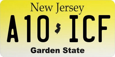 NJ license plate A10ICF