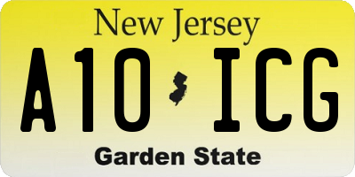 NJ license plate A10ICG