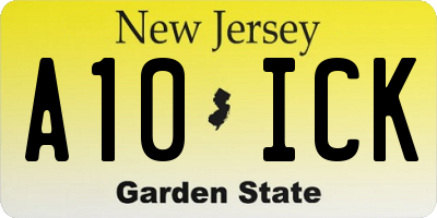 NJ license plate A10ICK