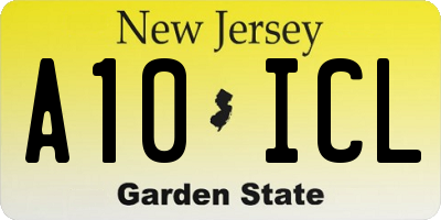 NJ license plate A10ICL