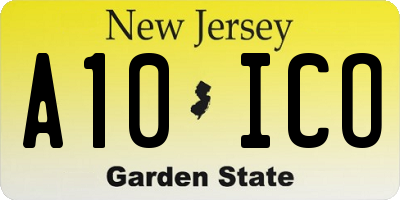 NJ license plate A10ICO