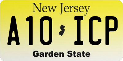 NJ license plate A10ICP