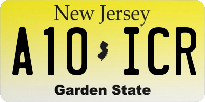 NJ license plate A10ICR