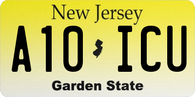 NJ license plate A10ICU