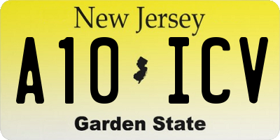 NJ license plate A10ICV