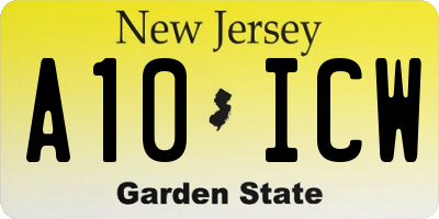 NJ license plate A10ICW