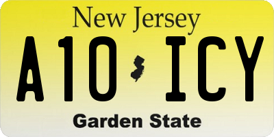 NJ license plate A10ICY