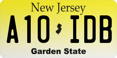 NJ license plate A10IDB