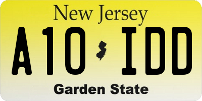 NJ license plate A10IDD