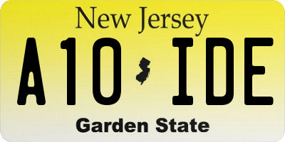 NJ license plate A10IDE