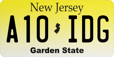 NJ license plate A10IDG