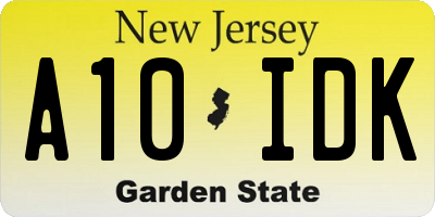 NJ license plate A10IDK