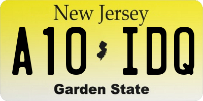 NJ license plate A10IDQ