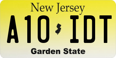 NJ license plate A10IDT