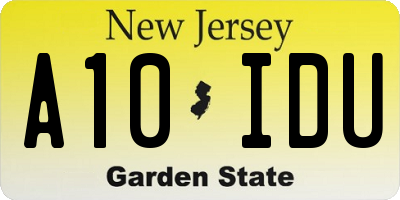 NJ license plate A10IDU