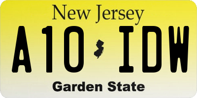 NJ license plate A10IDW