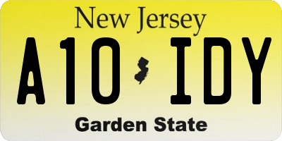 NJ license plate A10IDY