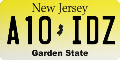 NJ license plate A10IDZ