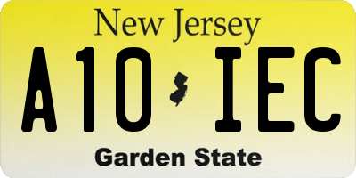 NJ license plate A10IEC