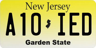 NJ license plate A10IED