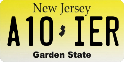 NJ license plate A10IER
