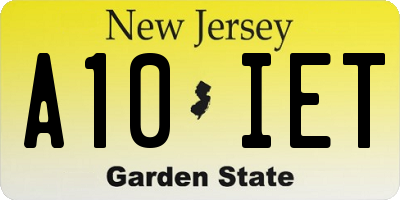 NJ license plate A10IET