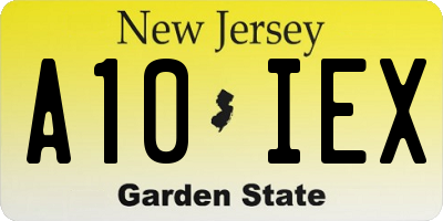 NJ license plate A10IEX