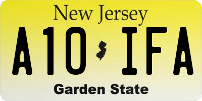 NJ license plate A10IFA