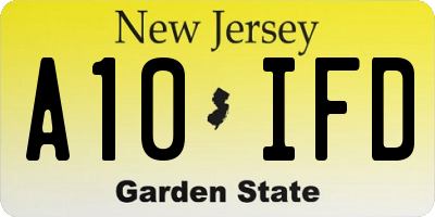 NJ license plate A10IFD