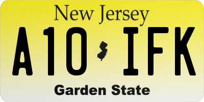 NJ license plate A10IFK
