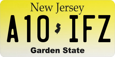 NJ license plate A10IFZ