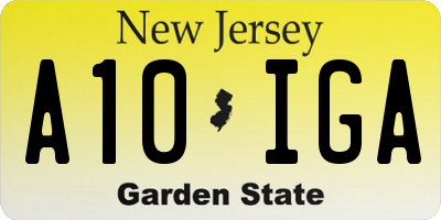 NJ license plate A10IGA