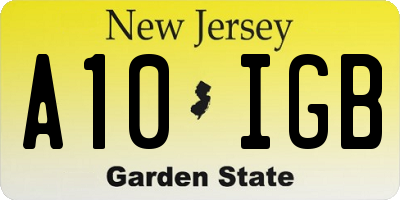 NJ license plate A10IGB