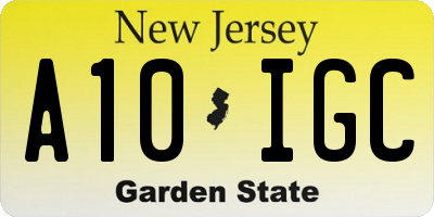 NJ license plate A10IGC