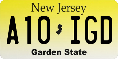 NJ license plate A10IGD