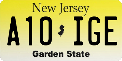 NJ license plate A10IGE