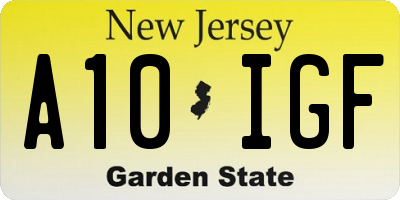 NJ license plate A10IGF