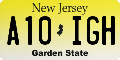 NJ license plate A10IGH