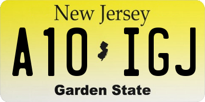 NJ license plate A10IGJ